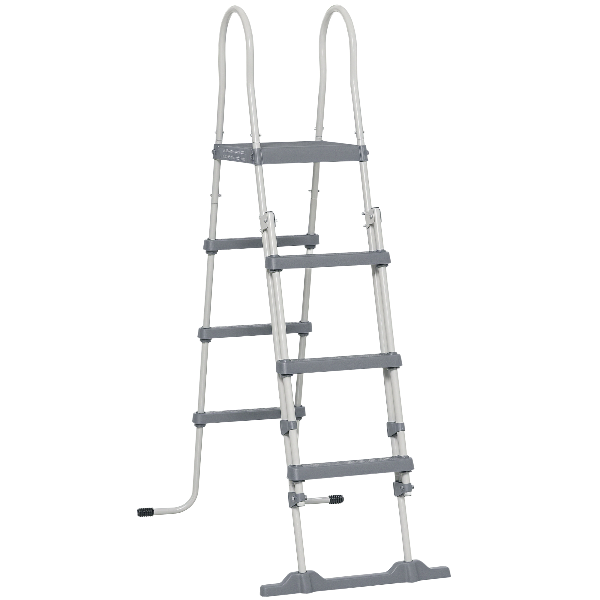 70" Above Ground Swimming Pool Ladder, A-Frame Deck Ladder with Top Platform, Non-slip Steps & Rounded Handrails for 48" Pool Wall Height, Gray